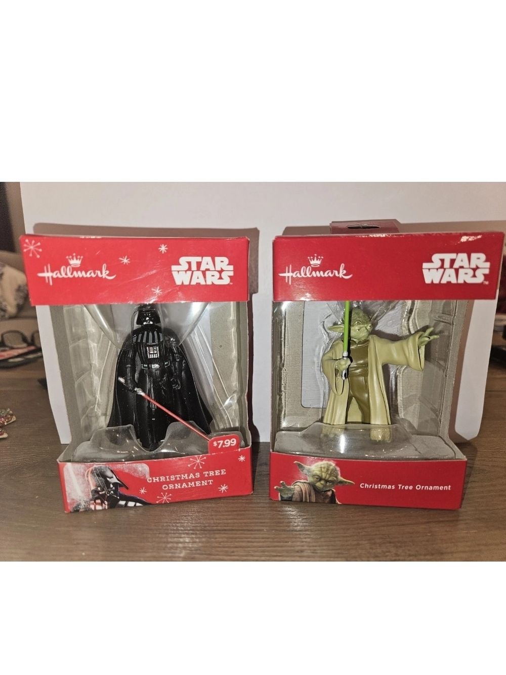 Hallmark Star Wars Darth Vader and Yoda Christmas Tree Ornaments - Black & Green
